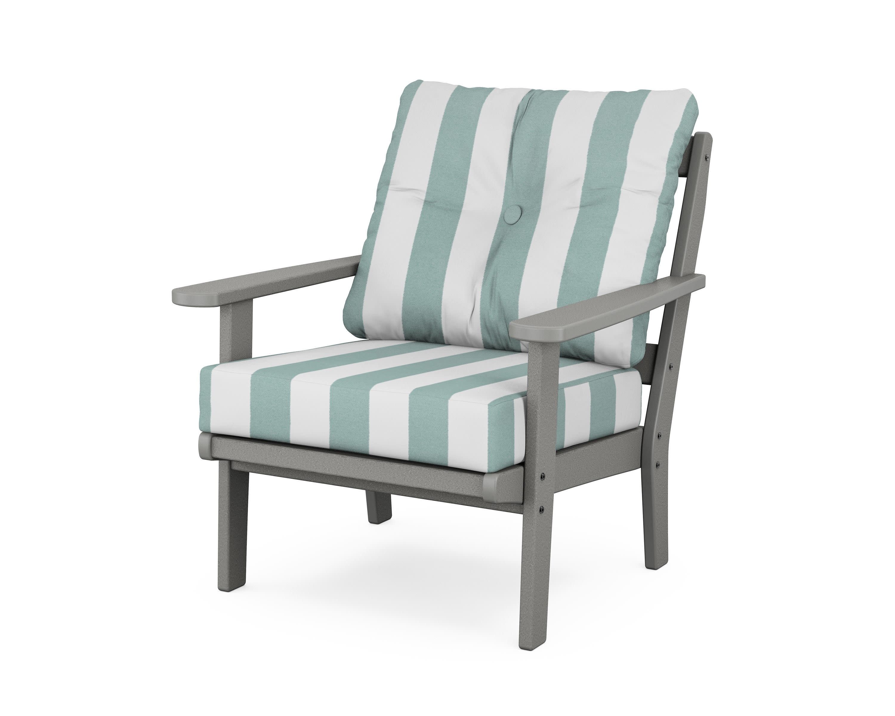 Cape Cod Deep Seating Chair in Stepping Stone / Cabana Stripe Glacier Spa