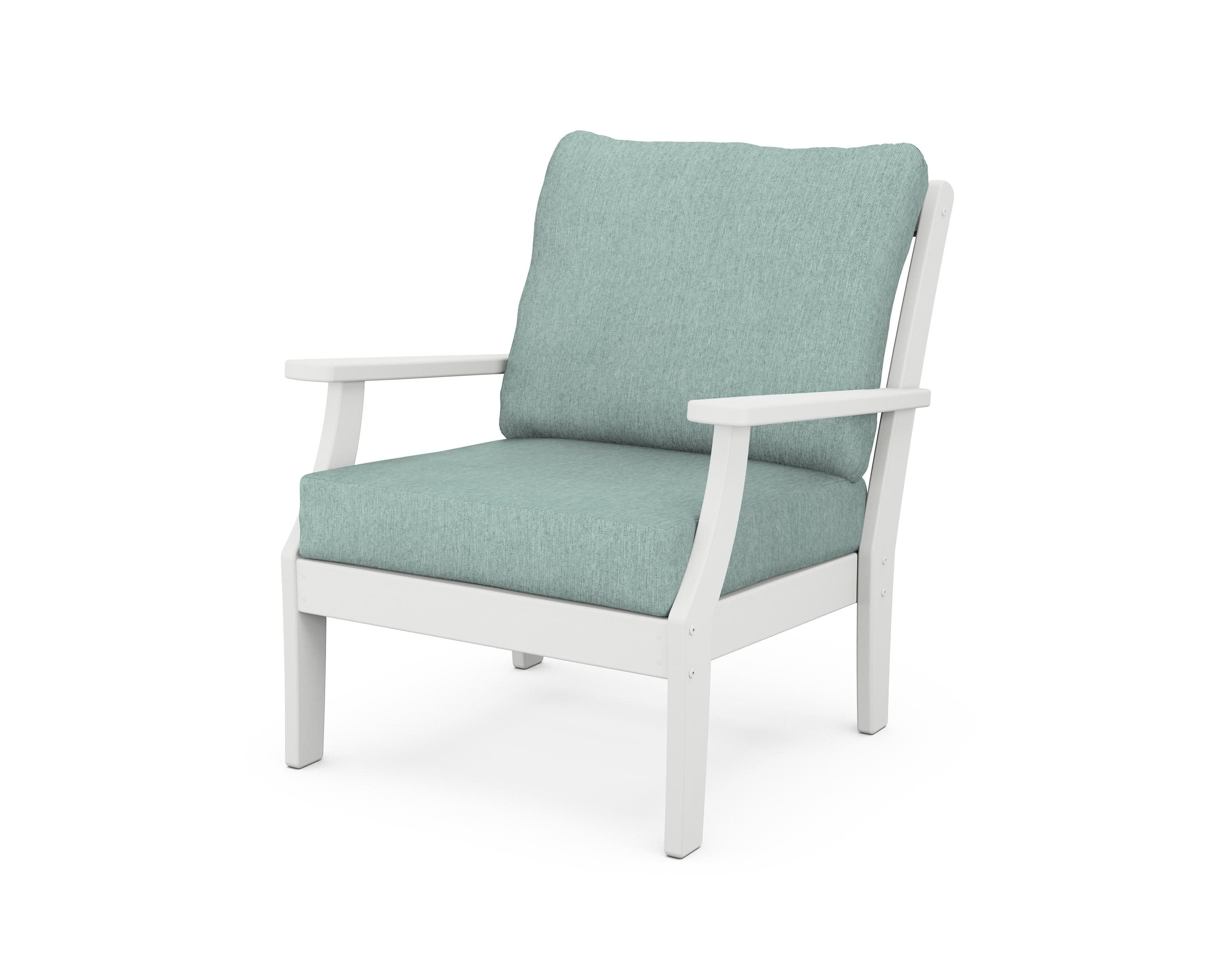 Yacht Club Deep Seating Chair in Classic White / Glacier Spa