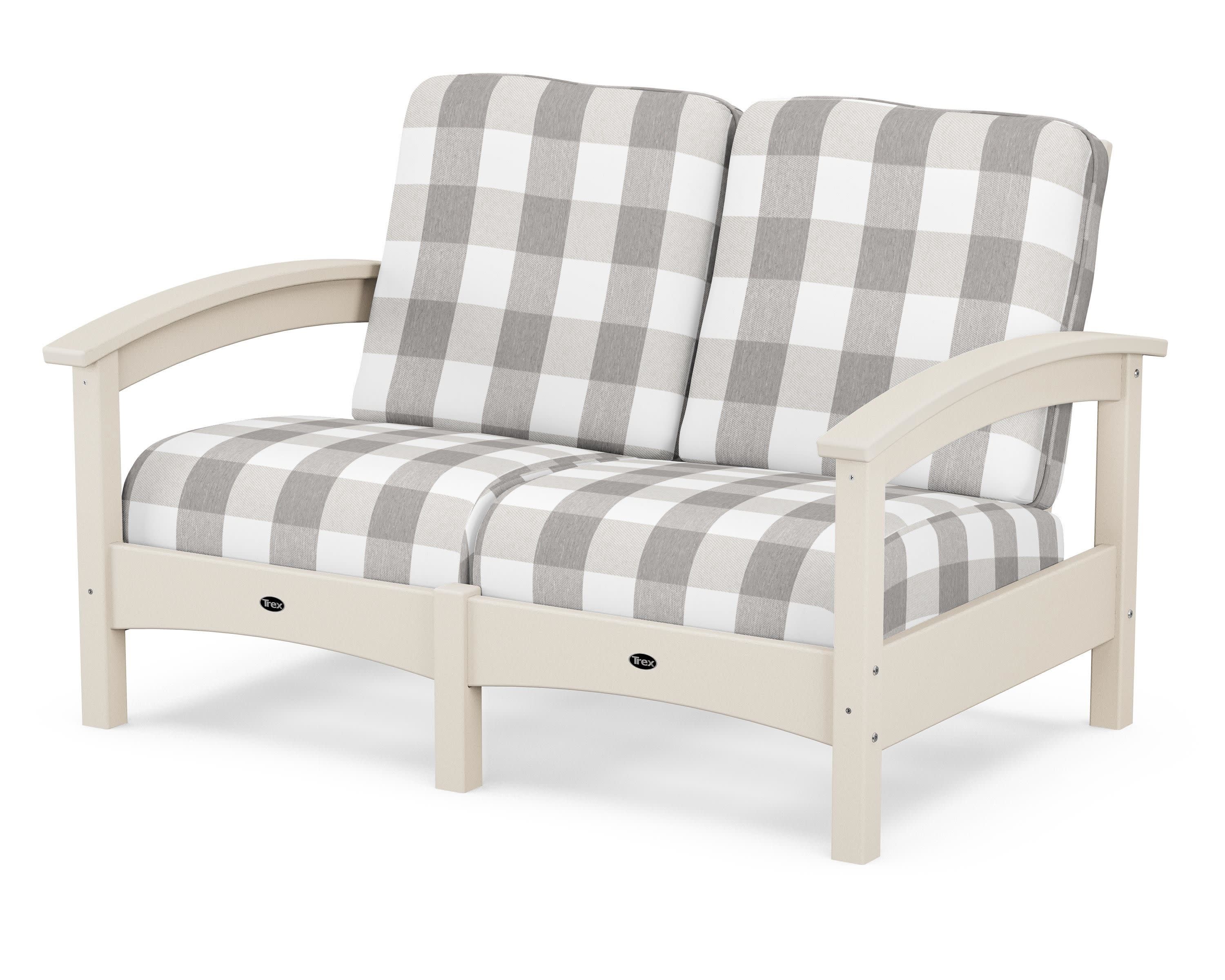 Rockport Club Loveseat in Sand Castle / Buffalo Plaid Grey Mist