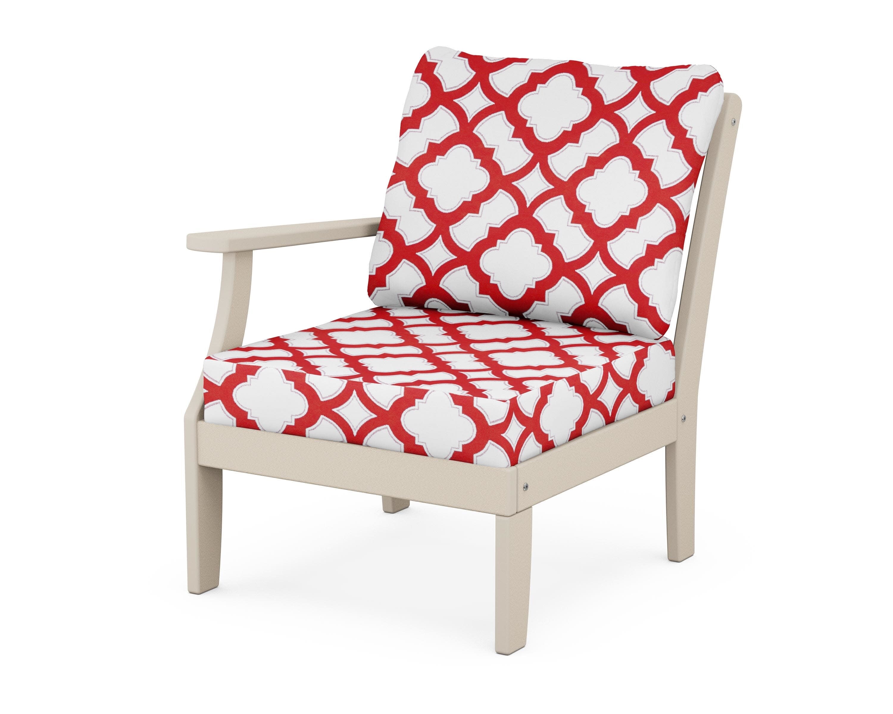 Yacht Club Modular Left Arm Chair in Sand Castle / Trellis Crimson