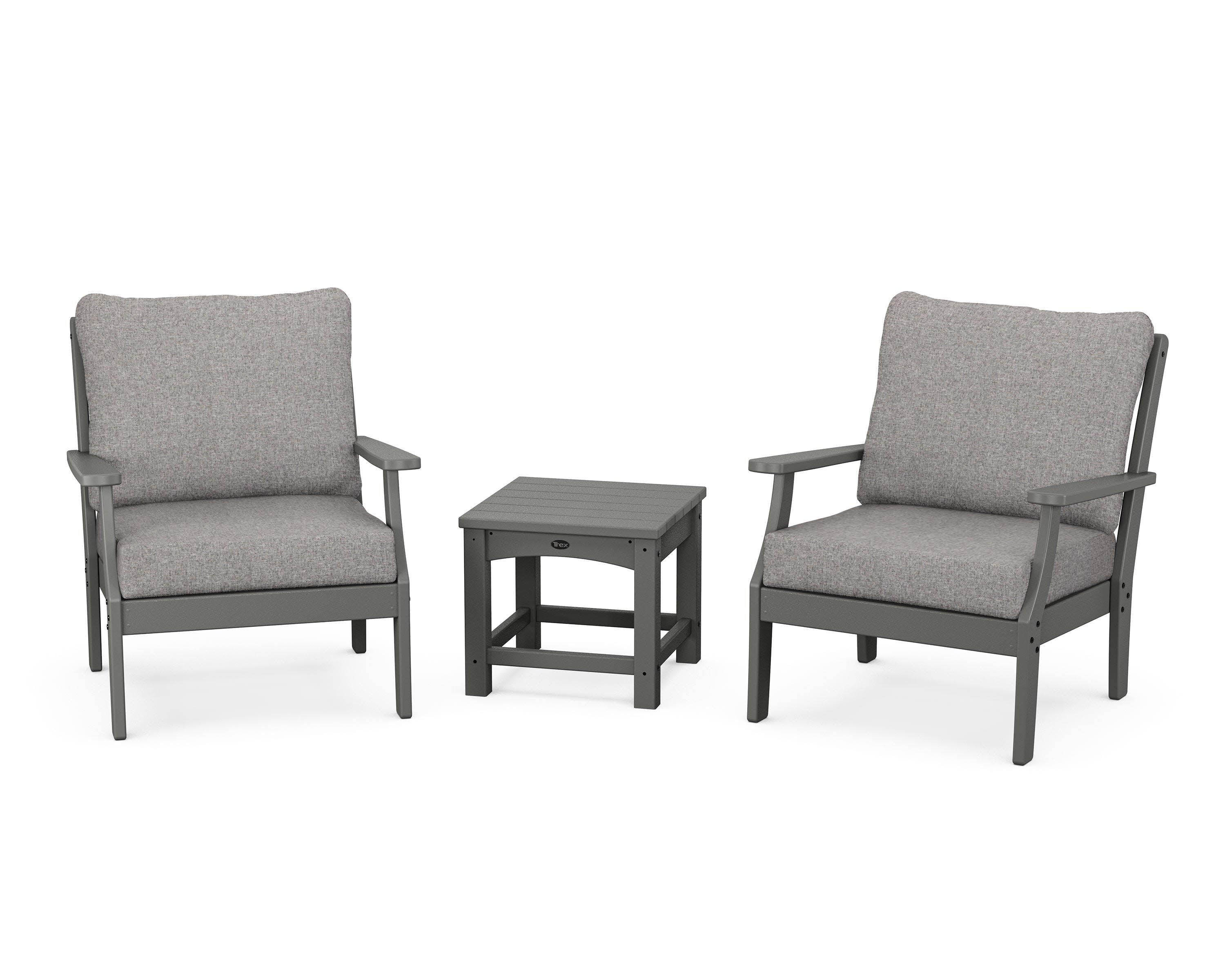 Yacht Club 3-Piece Deep Seating Set in Stepping Stone / Grey Mist