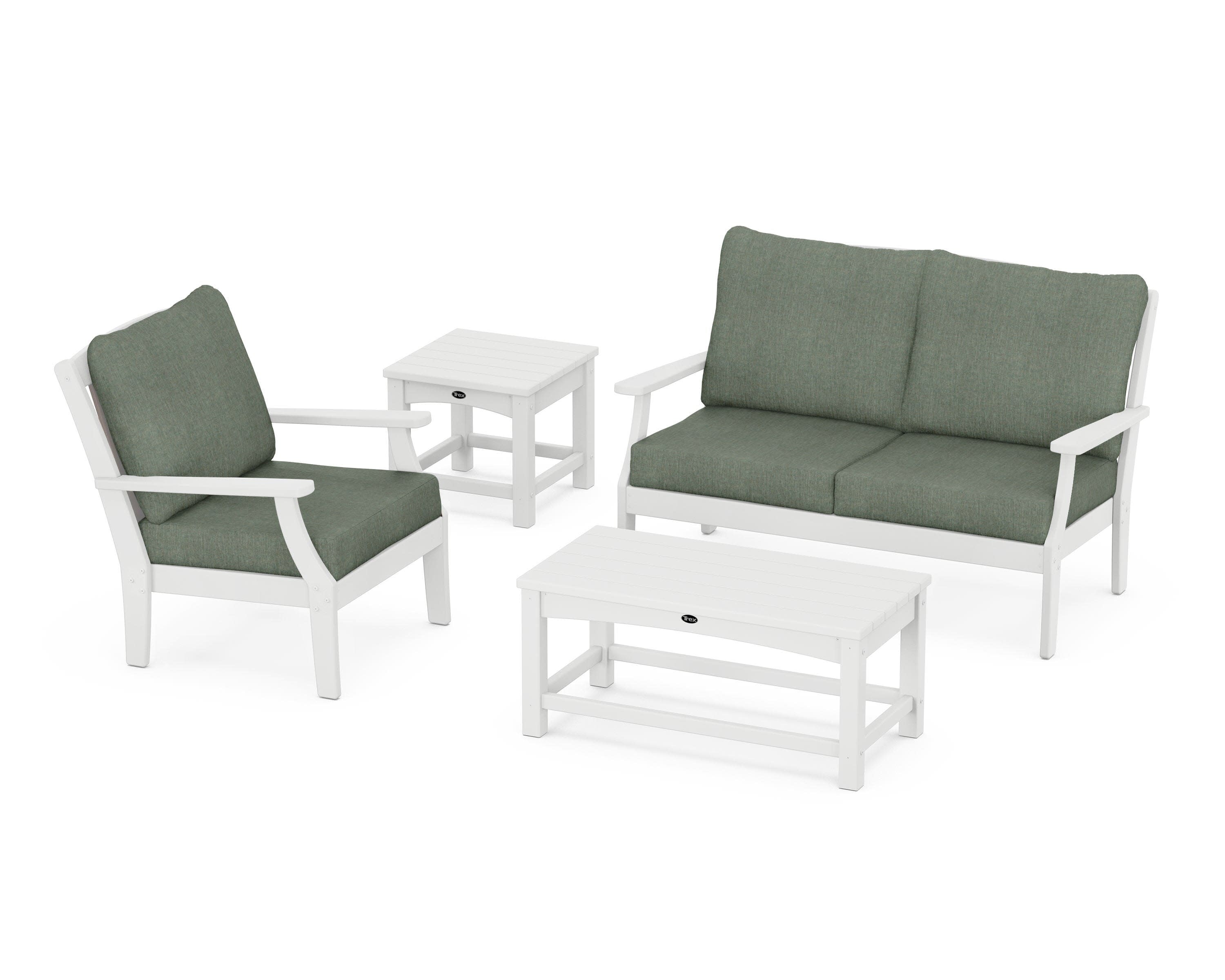 Yacht Club 4-Piece Deep Seating Set in Classic White / Cast Sage