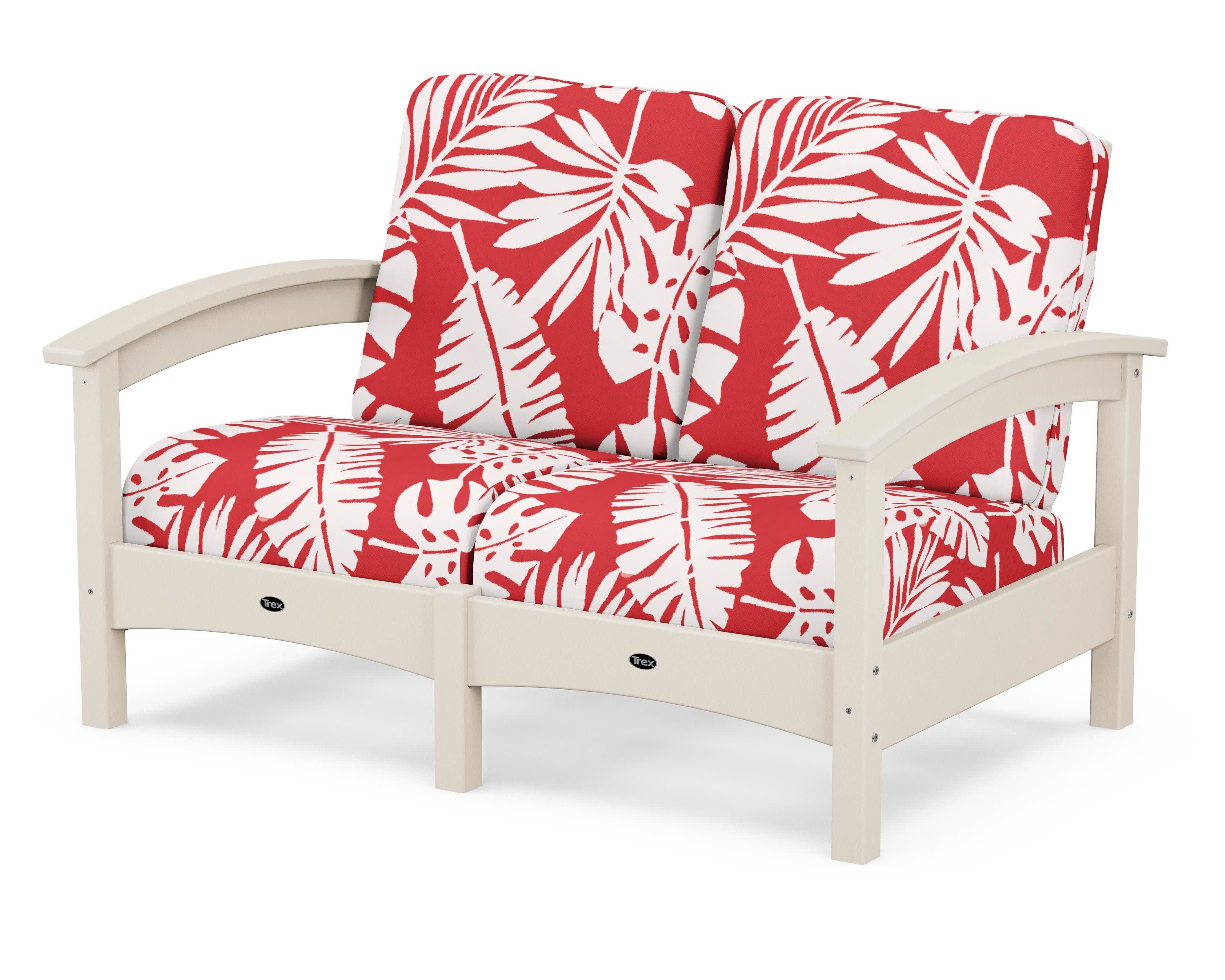 Rockport Club Loveseat in Sand Castle / Leaf Crimson