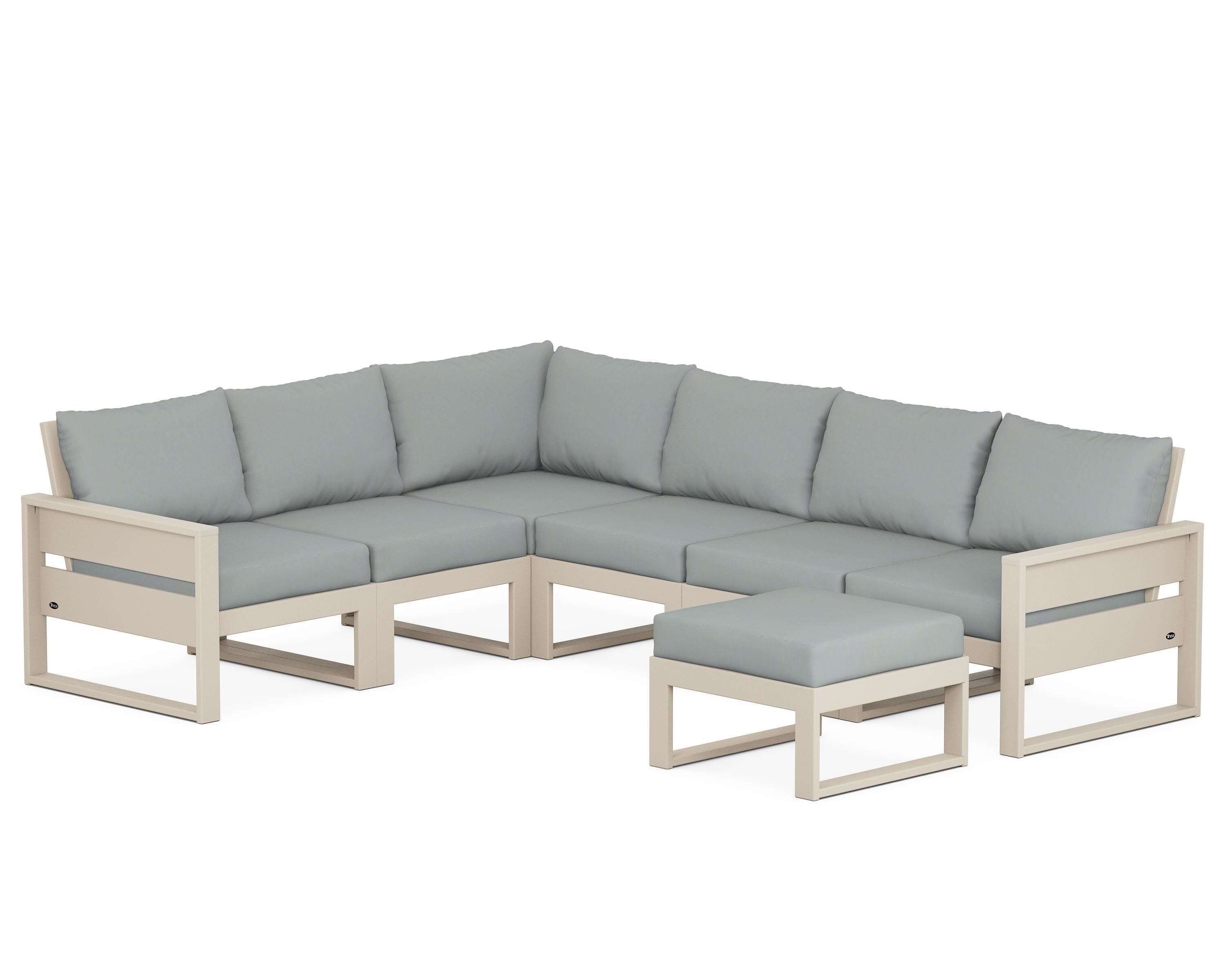 Eastport 6-Piece Sectional with Ottoman in Sand Castle / Spa
