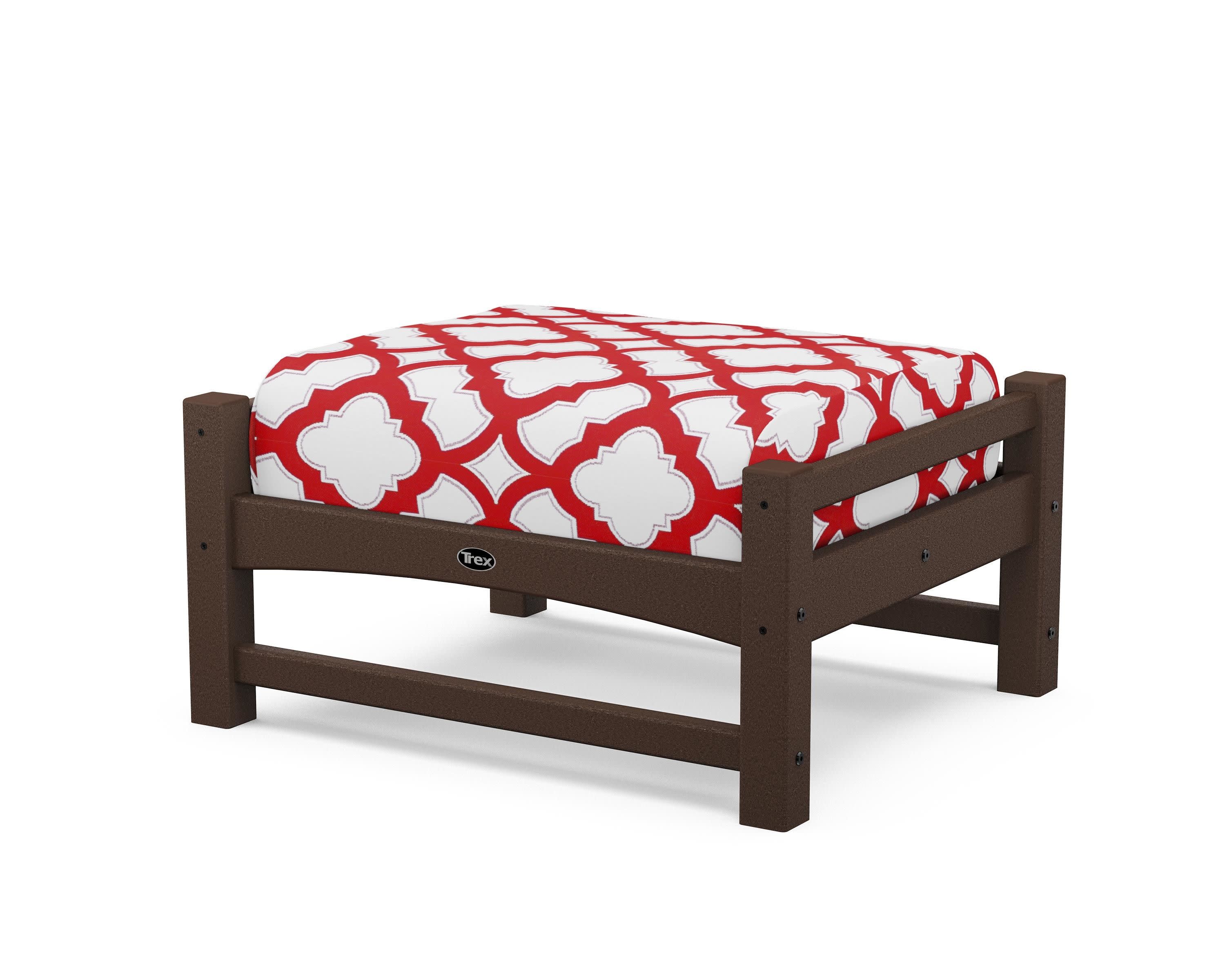 Rockport Club Ottoman in Vintage Lantern / Trellis Crimson