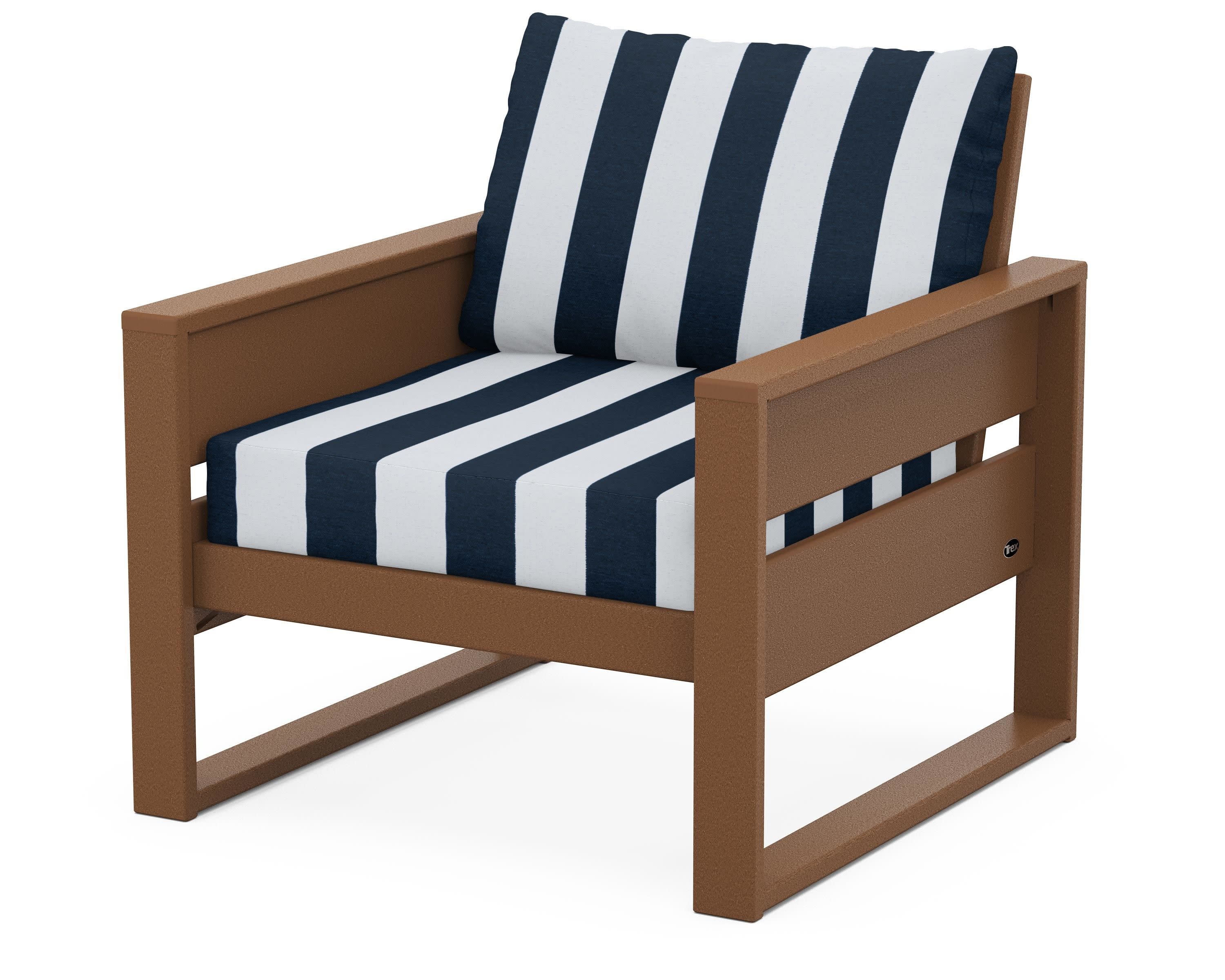 Eastport Club Chair in Tree House / Cabana Stripe Marine Indigo