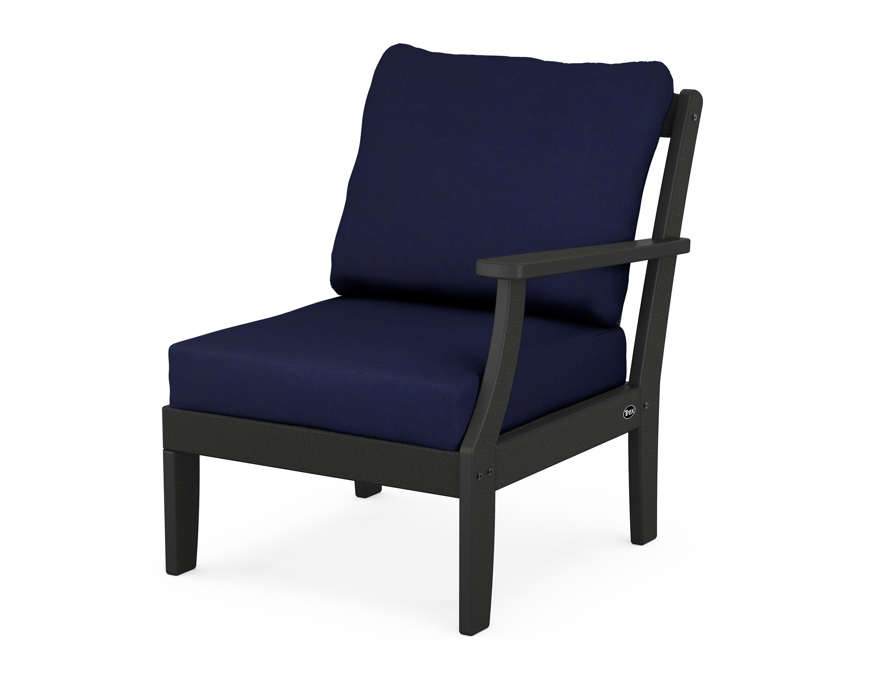 Yacht Club Modular Right Arm Chair in Charcoal Black / Navy