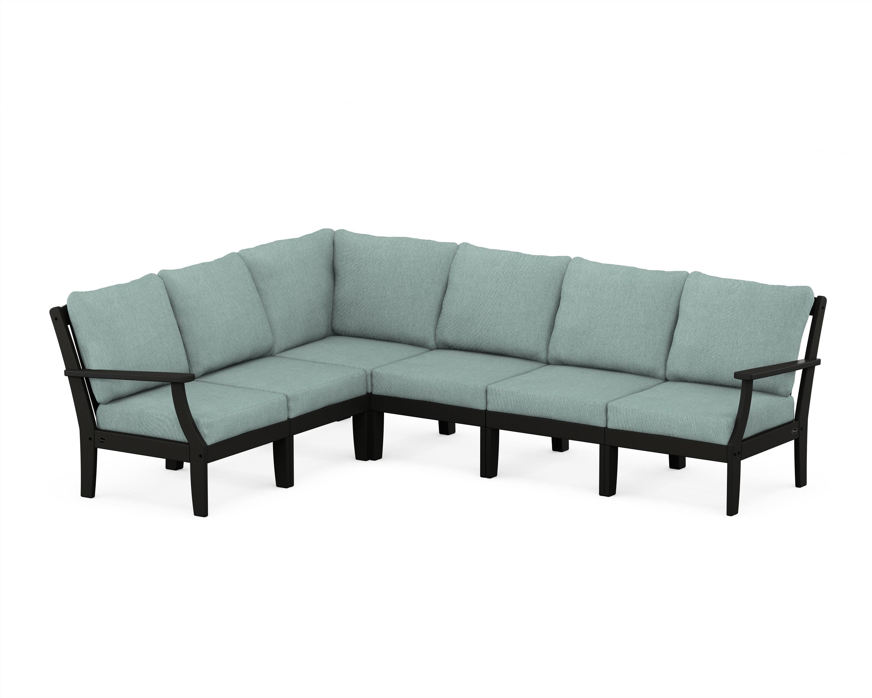 Yacht Club Modular 6-Piece Deep Seating Set in Charcoal Black / Glacier Spa