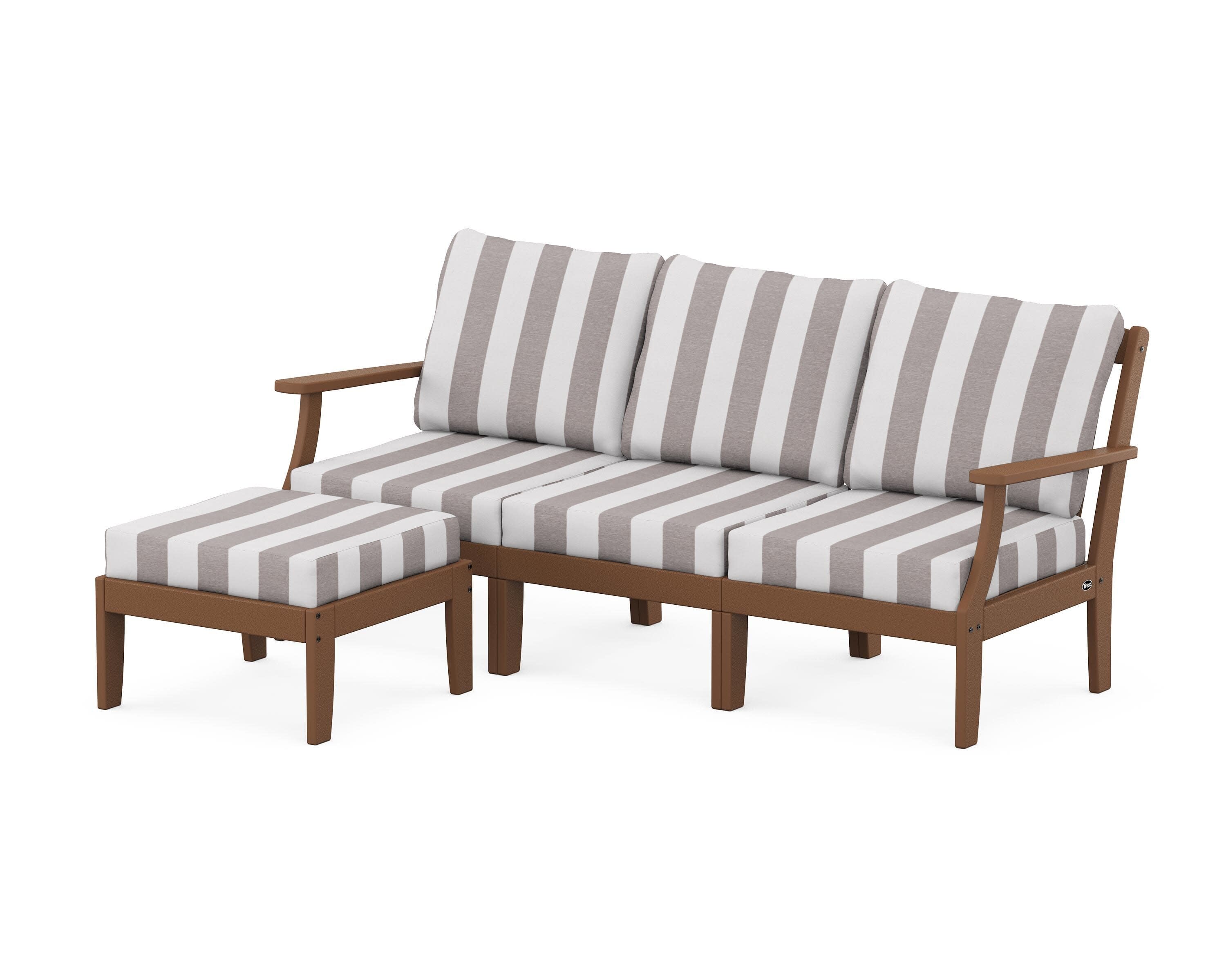 Yacht Club Modular 4-Piece Deep Seating Set with Ottoman in Tree House / Cabana Stripe Grey Mist