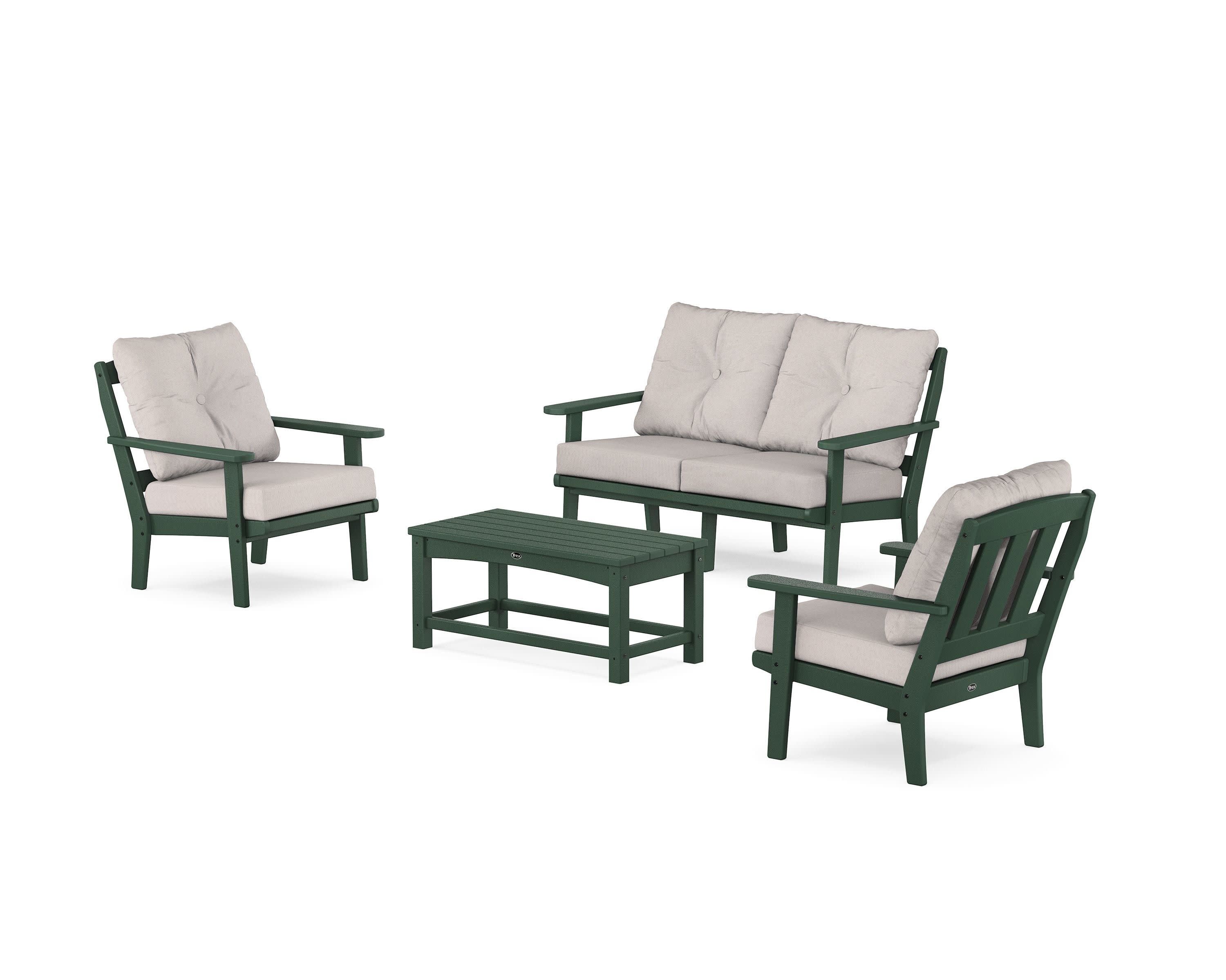 Cape Cod 4-Piece Deep Seating Set with Loveseat in Rainforest Canopy / Dune Burlap