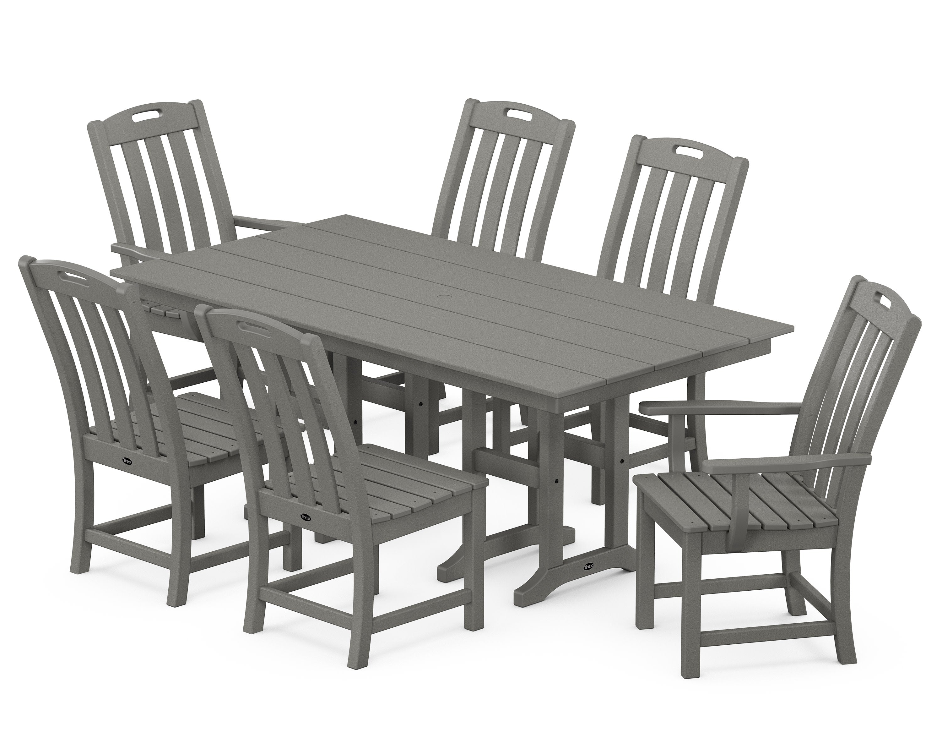 Yacht Club 7-Piece Farmhouse Dining Set in Stepping Stone