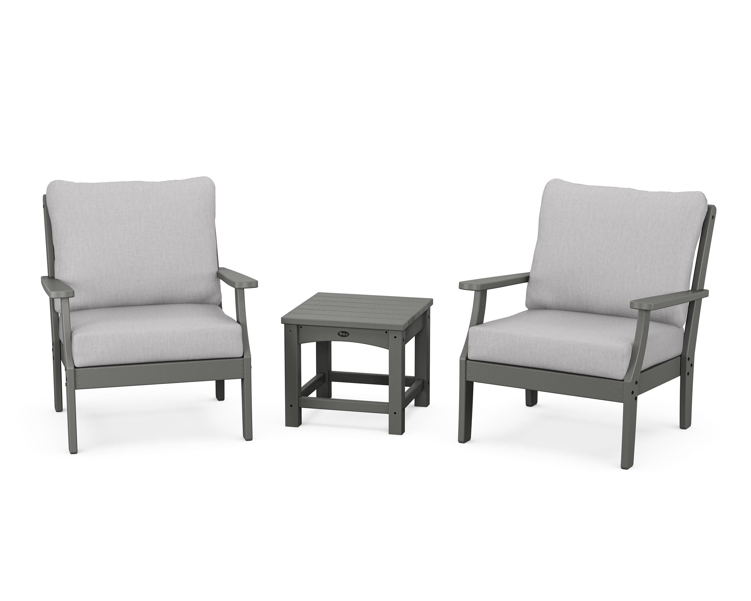 Yacht Club 3-Piece Deep Seating Set in Stepping Stone / Granite