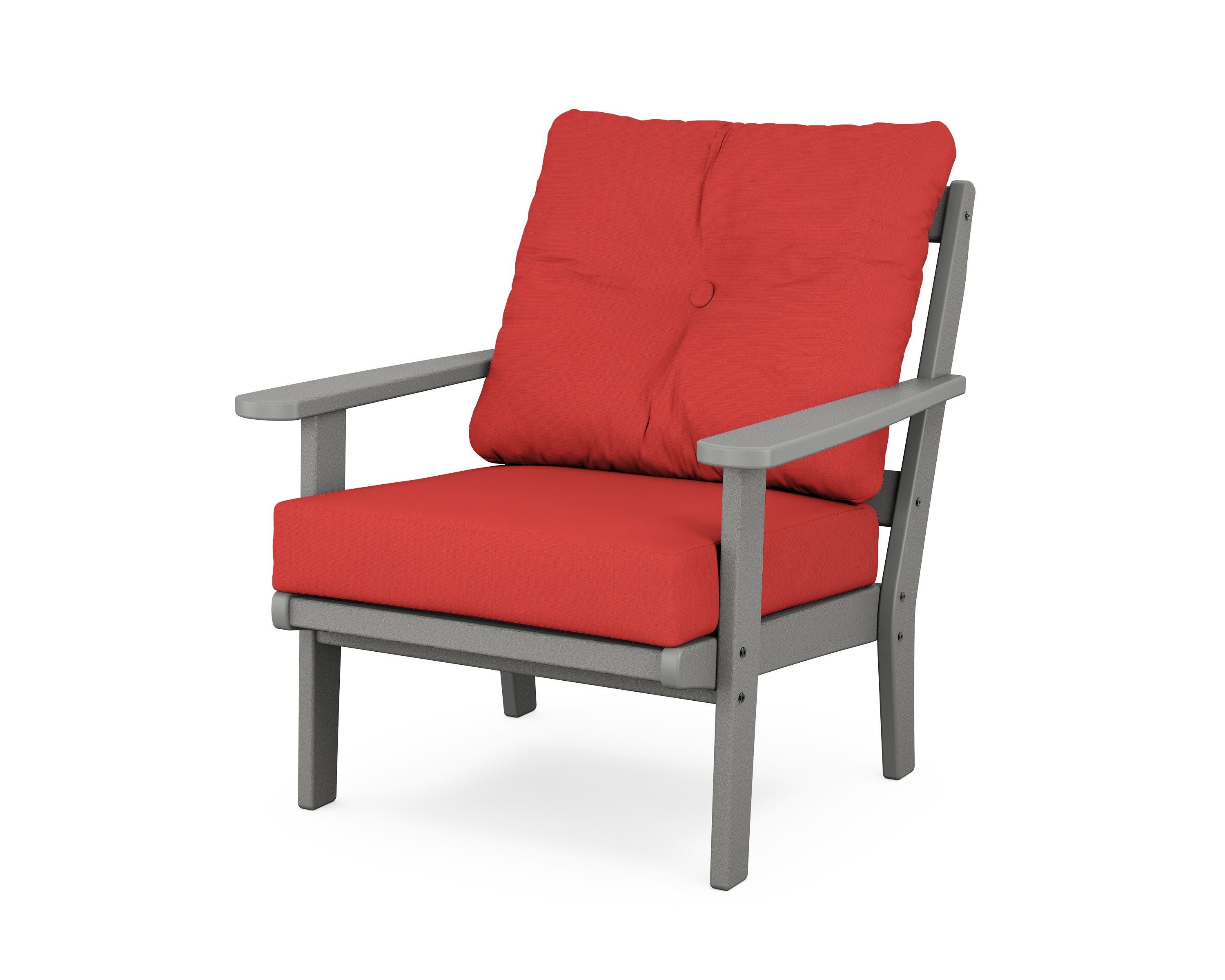 Cape Cod Deep Seating Chair in Stepping Stone / Crimson Linen