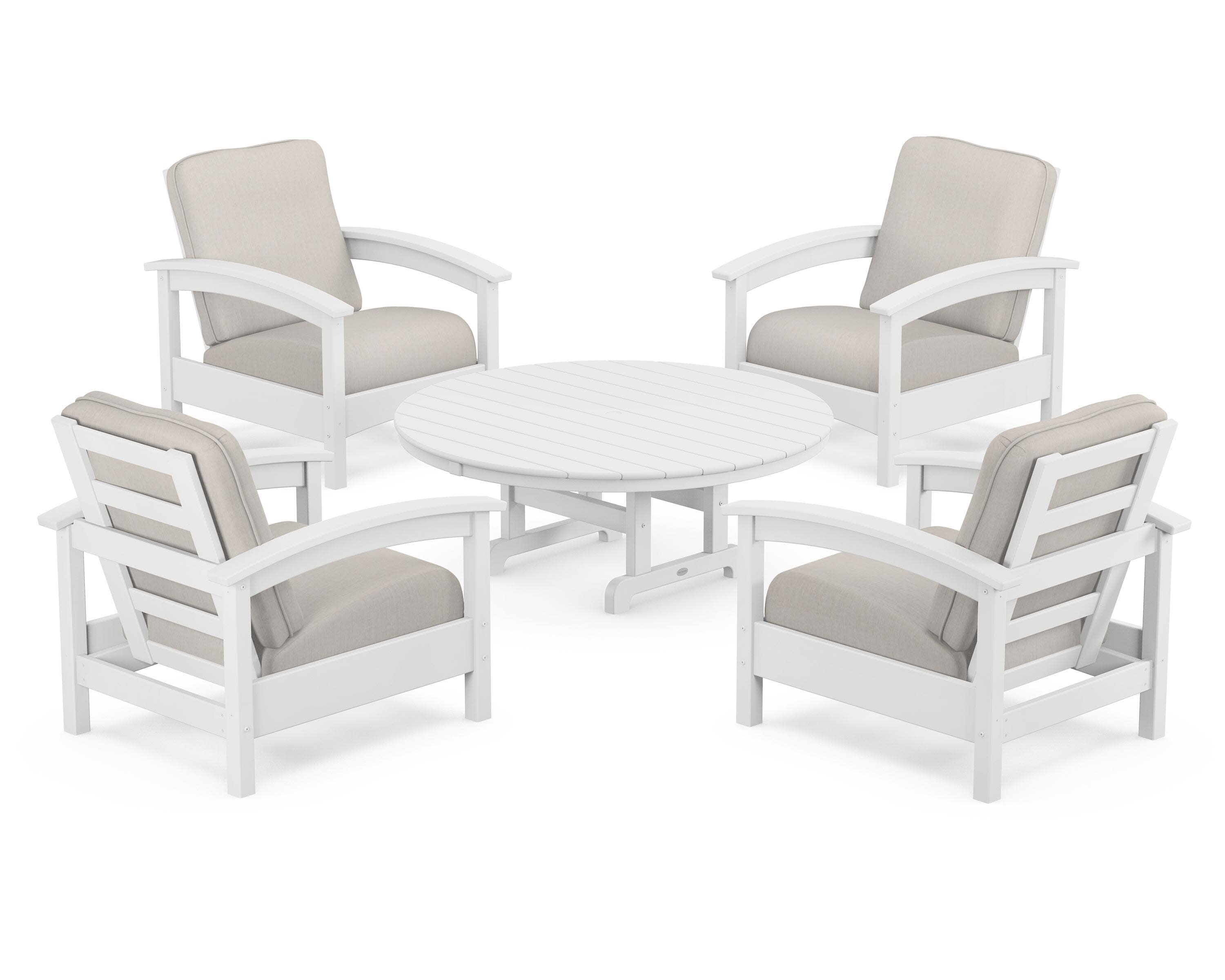Rockport 5-Piece Deep Seating Set in Classic White / Cast Ash