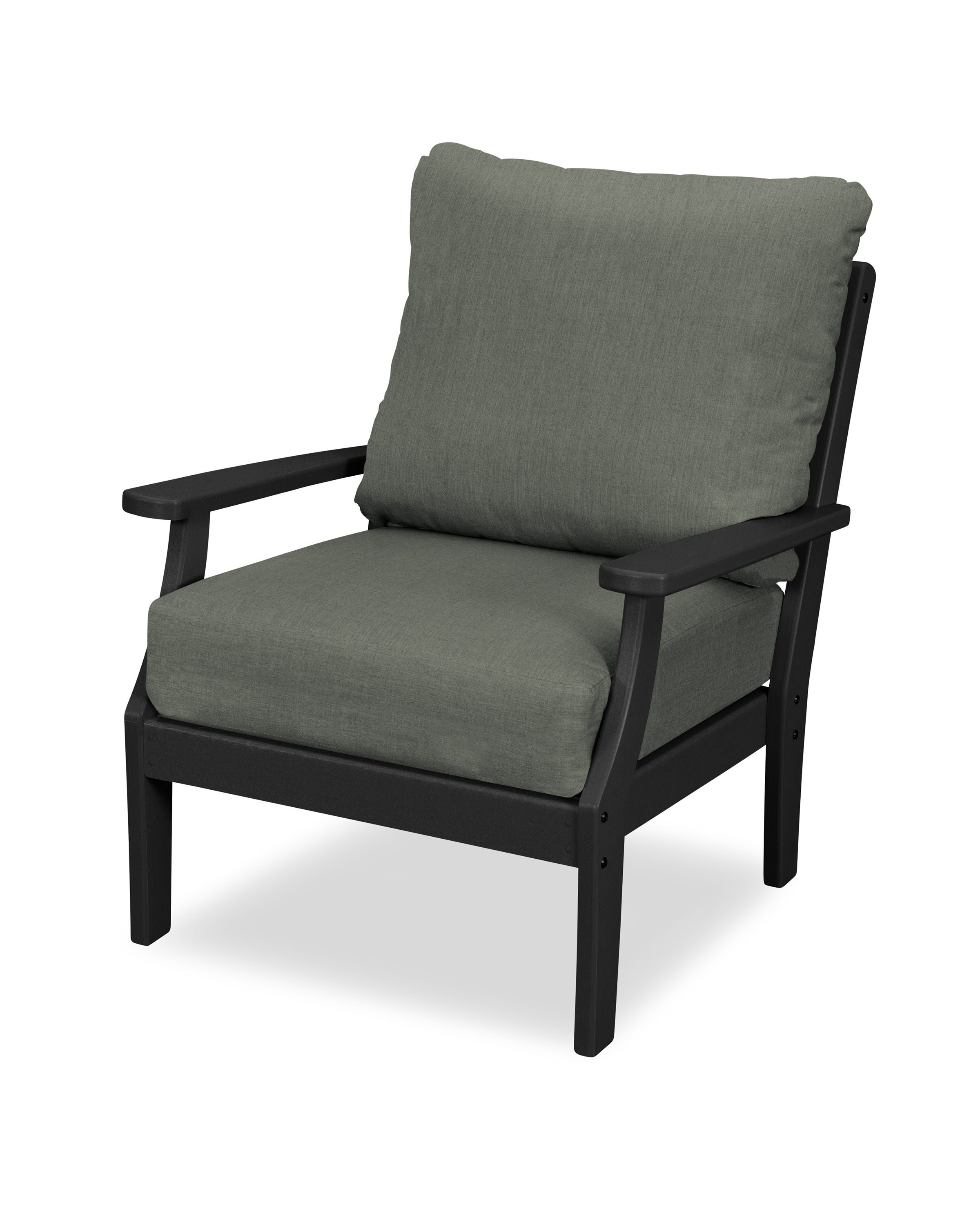 Yacht Club Deep Seating Chair in Charcoal Black / Cast Sage