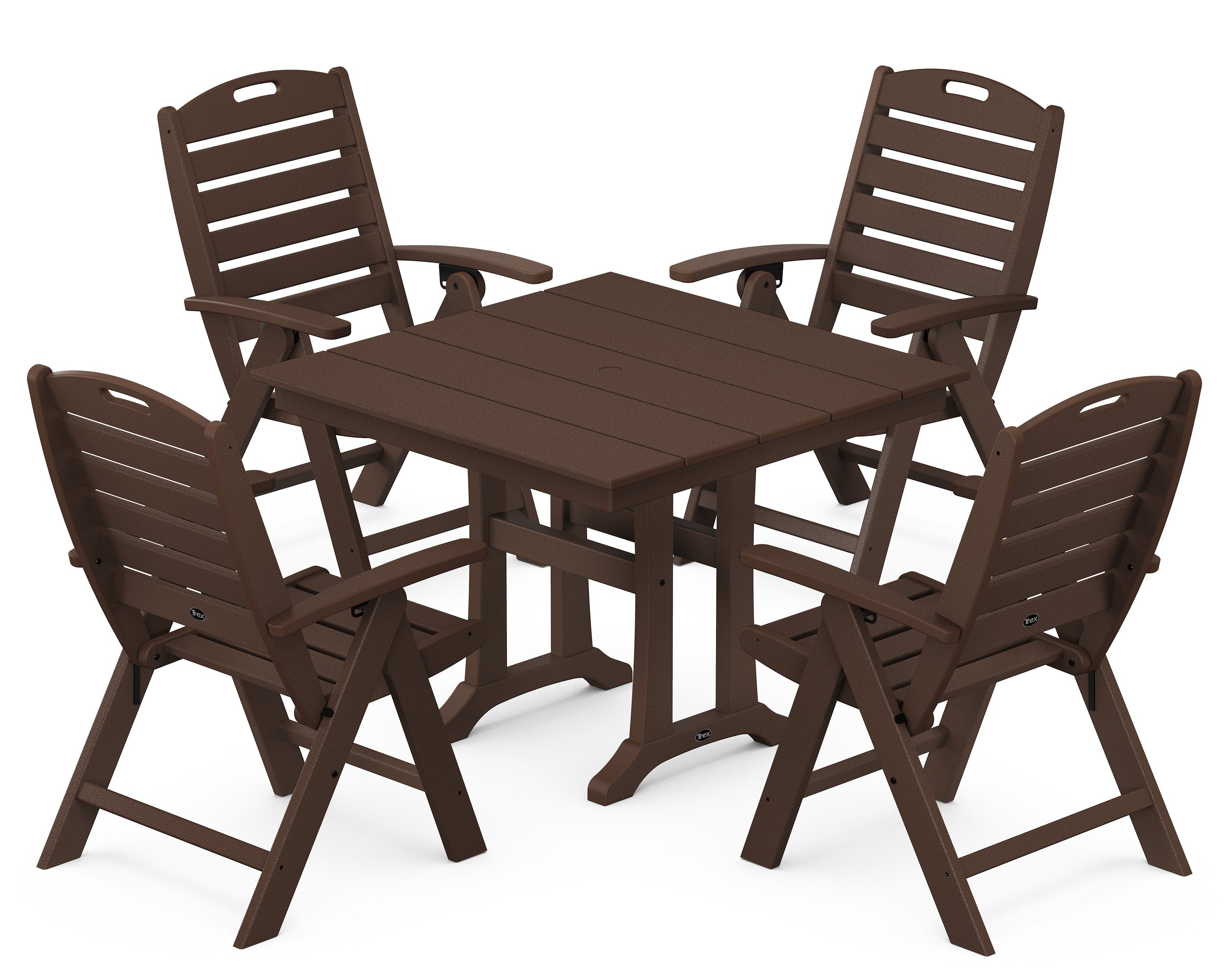 Yacht Club Highback 5-Piece Farmhouse Trestle Dining Set in Vintage Lantern