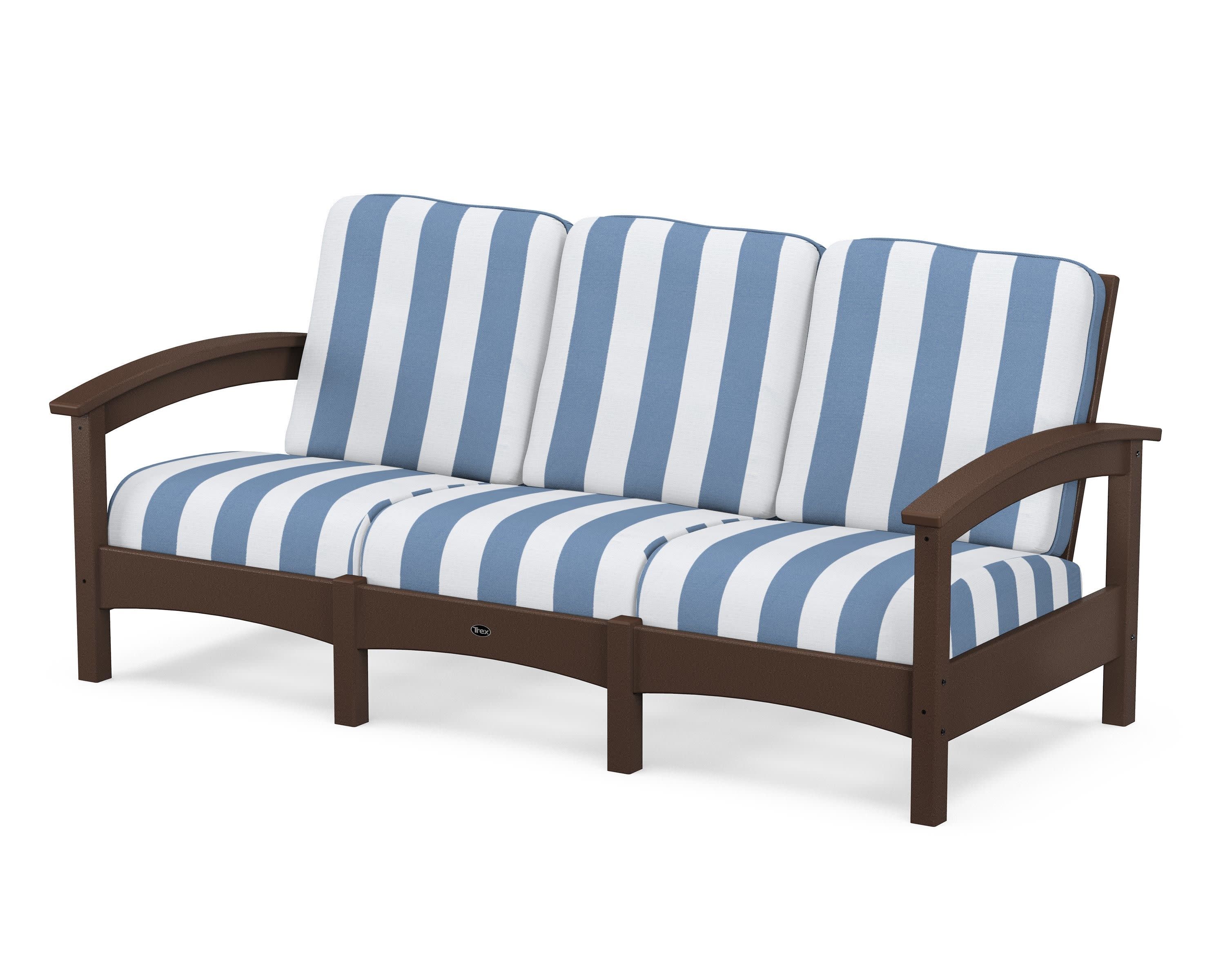 Rockport Club Sofa in Vintage Lantern / Cabana Stripe Sky Blue