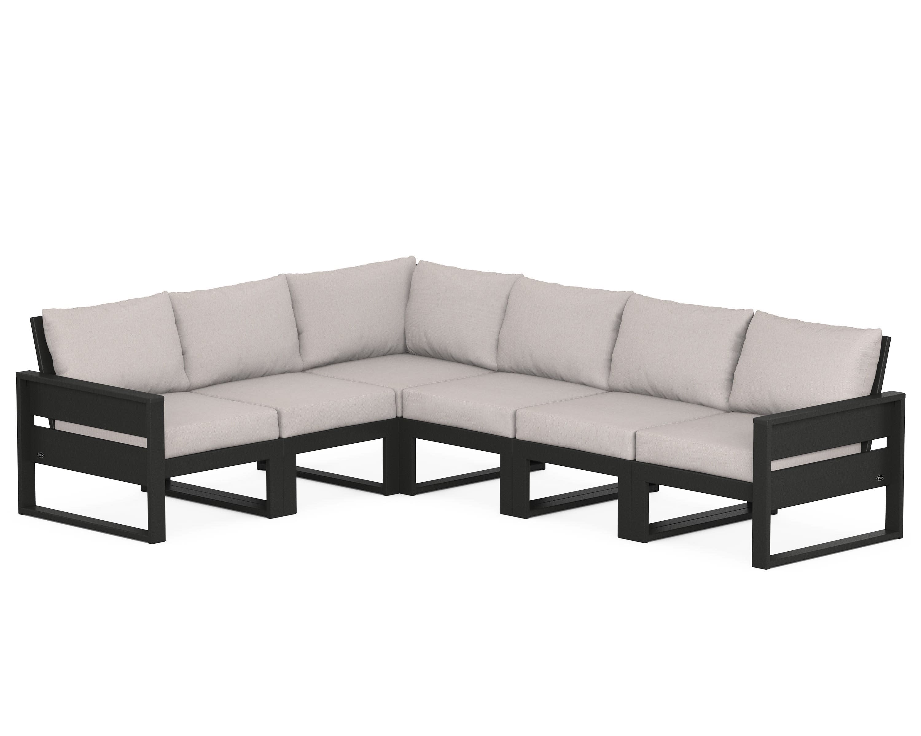 Eastport 6-Piece Sectional in Charcoal Black / Dune Burlap