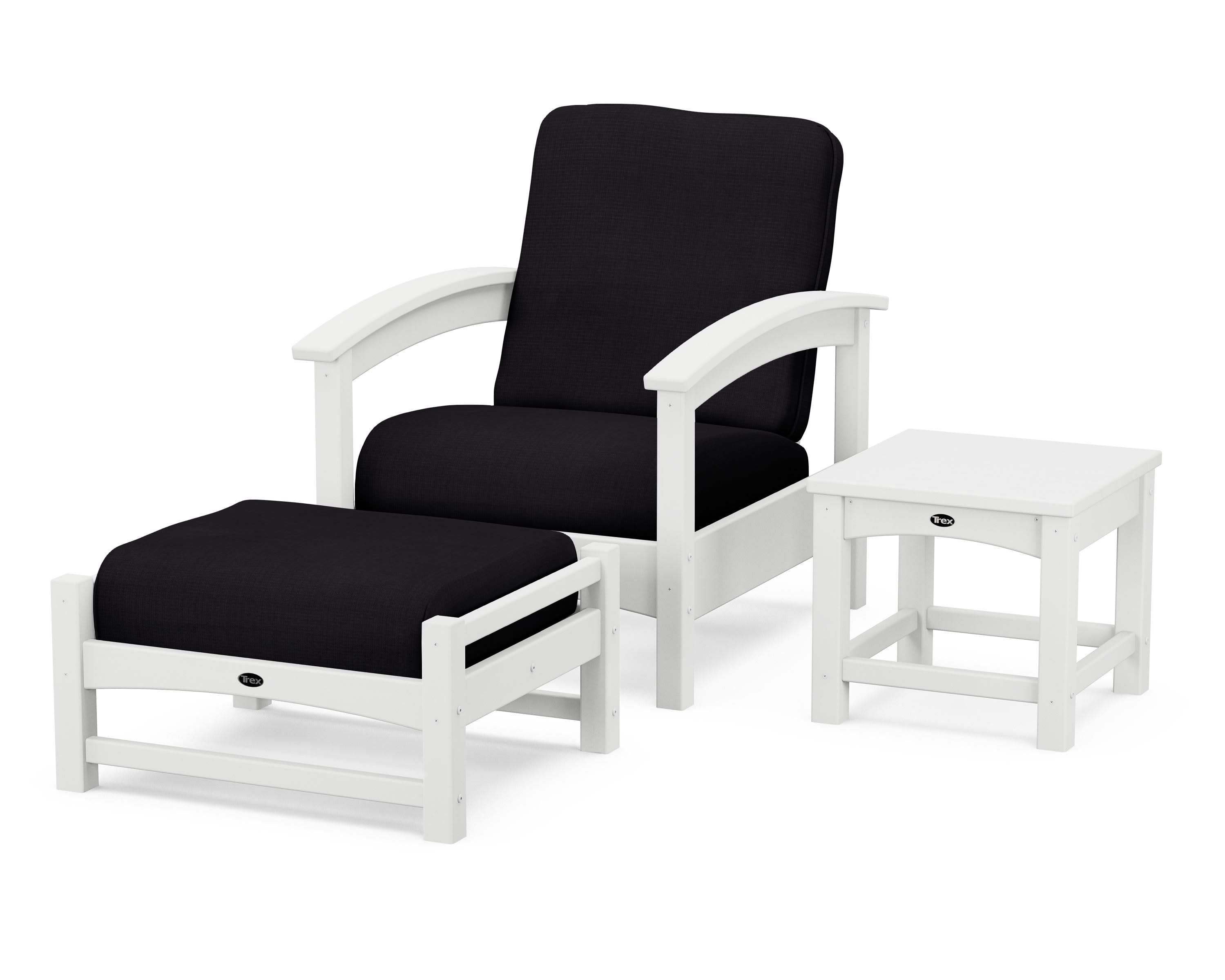 Rockport 3-Piece Deep Seating Set in Classic White / Midnight Linen