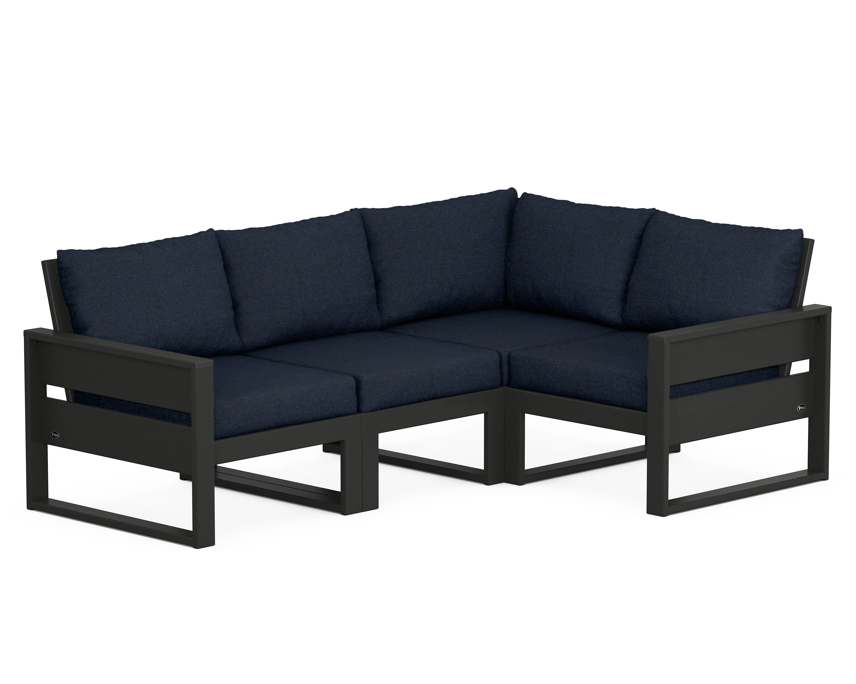 Eastport 4- Piece Sectional in Charcoal Black / Marine Indigo