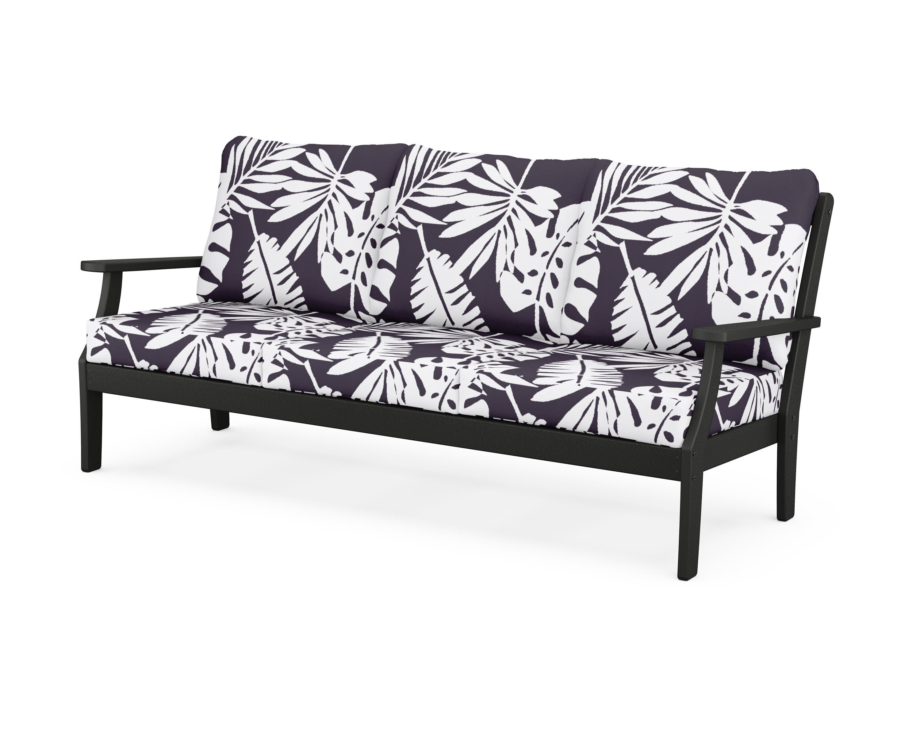 Yacht Club Deep Seating Sofa in Charcoal Black / Leaf Navy