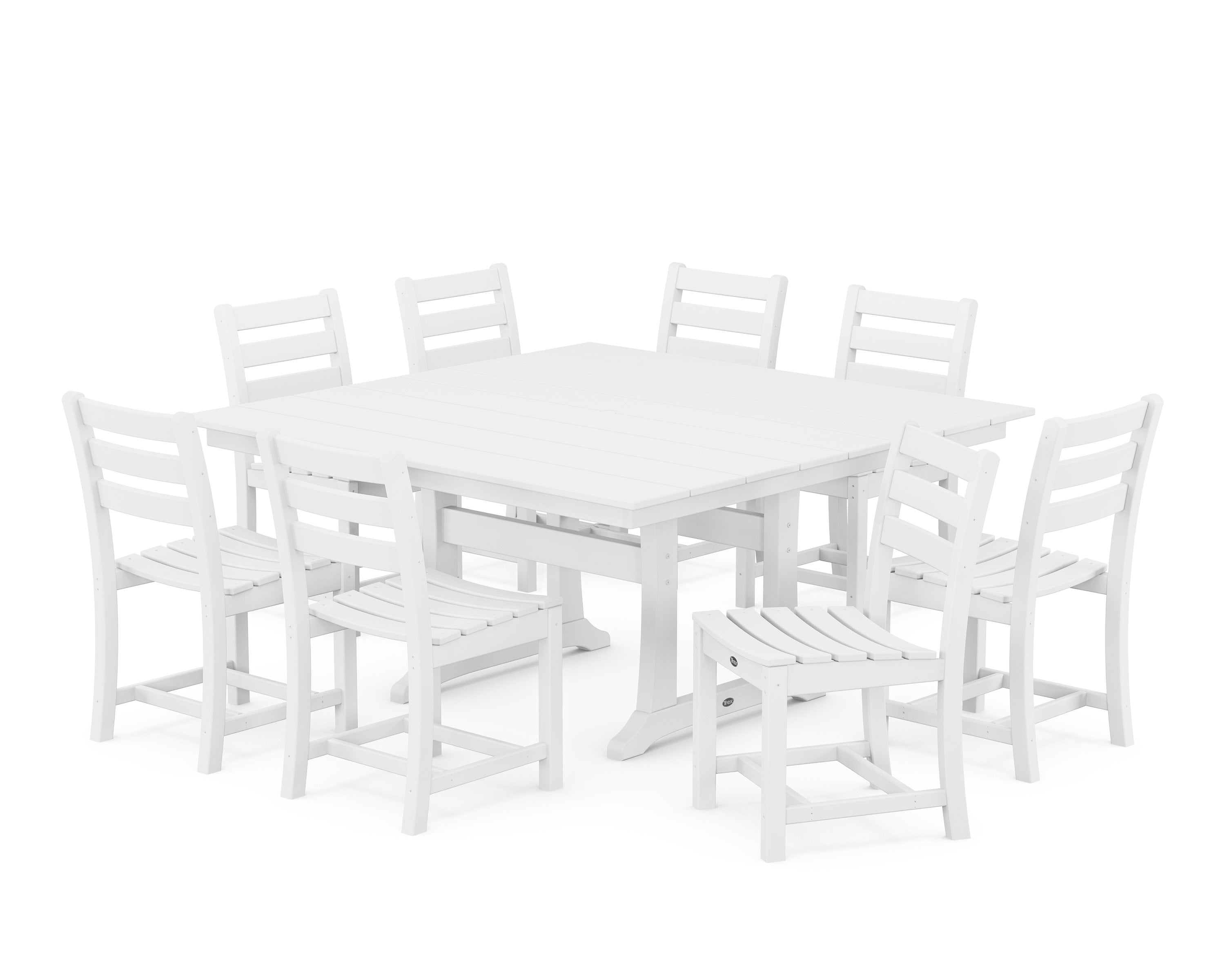 Monterey Bay 9-Piece Farmhouse Trestle Dining Set in Classic White