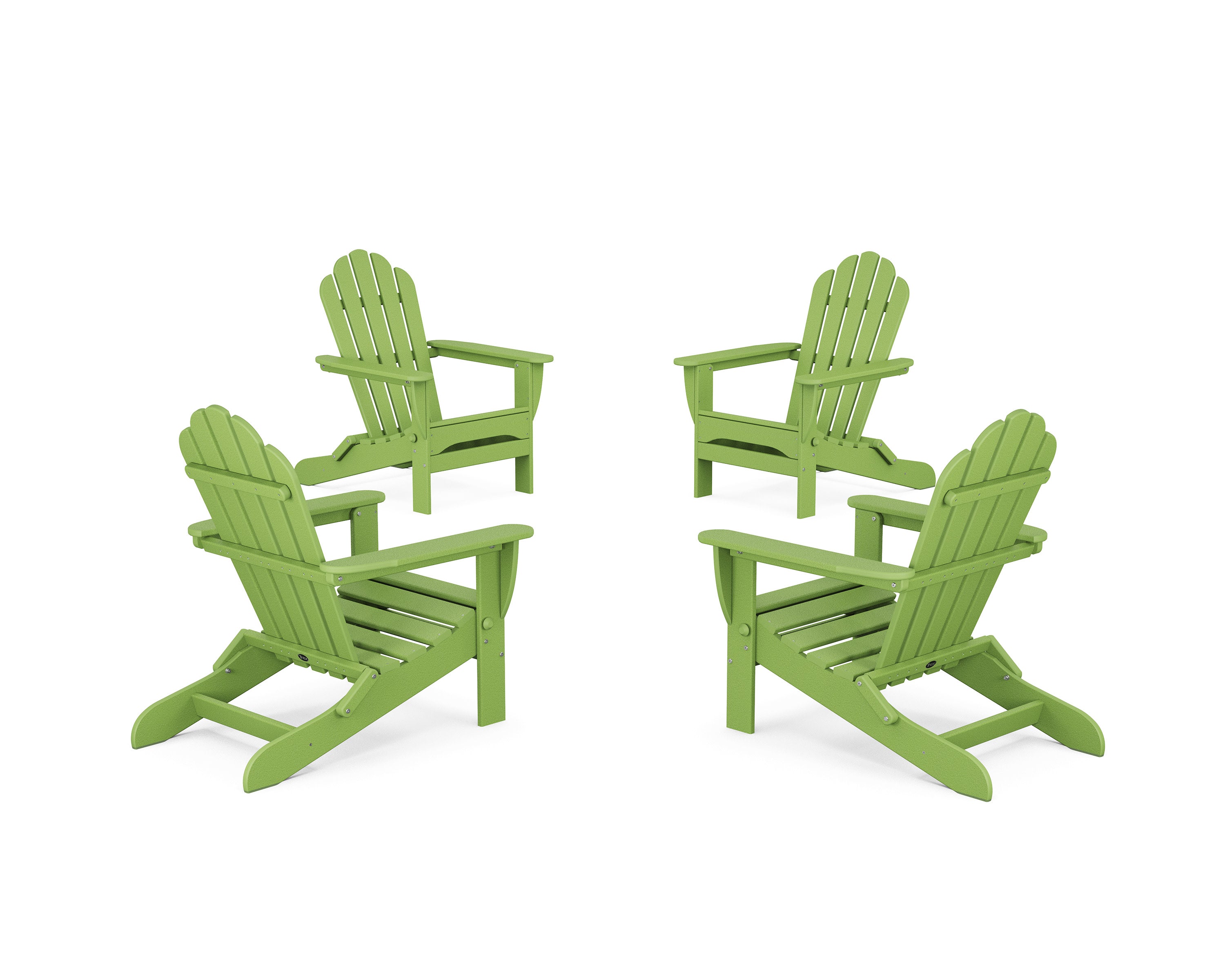4-Piece Monterey Bay Folding Adirondack Chair Conversation Set in Lime