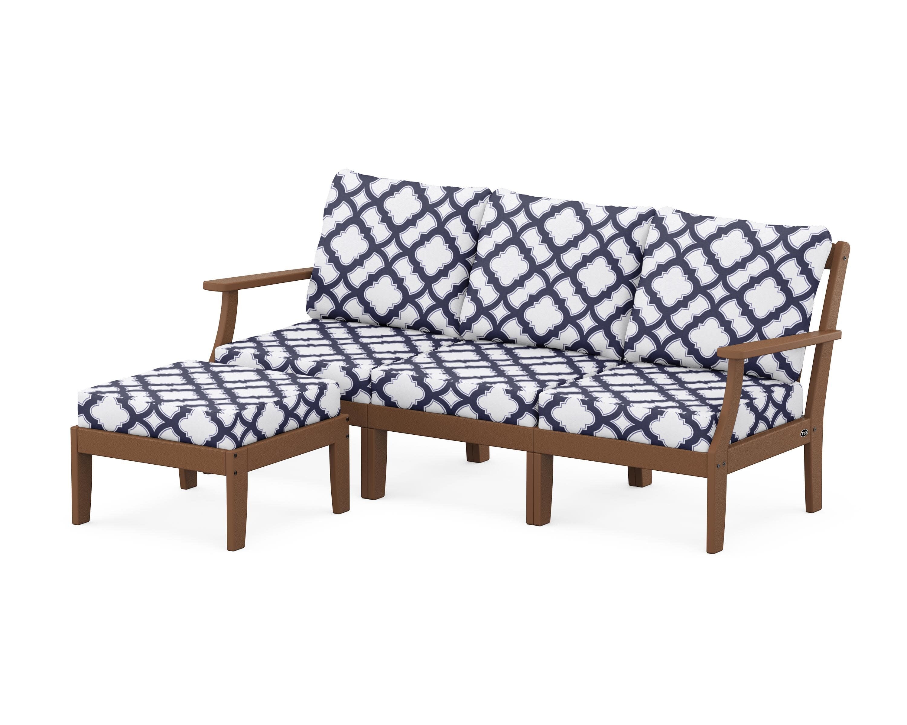 Yacht Club Modular 4-Piece Deep Seating Set with Ottoman in Tree House / Trellis Navy