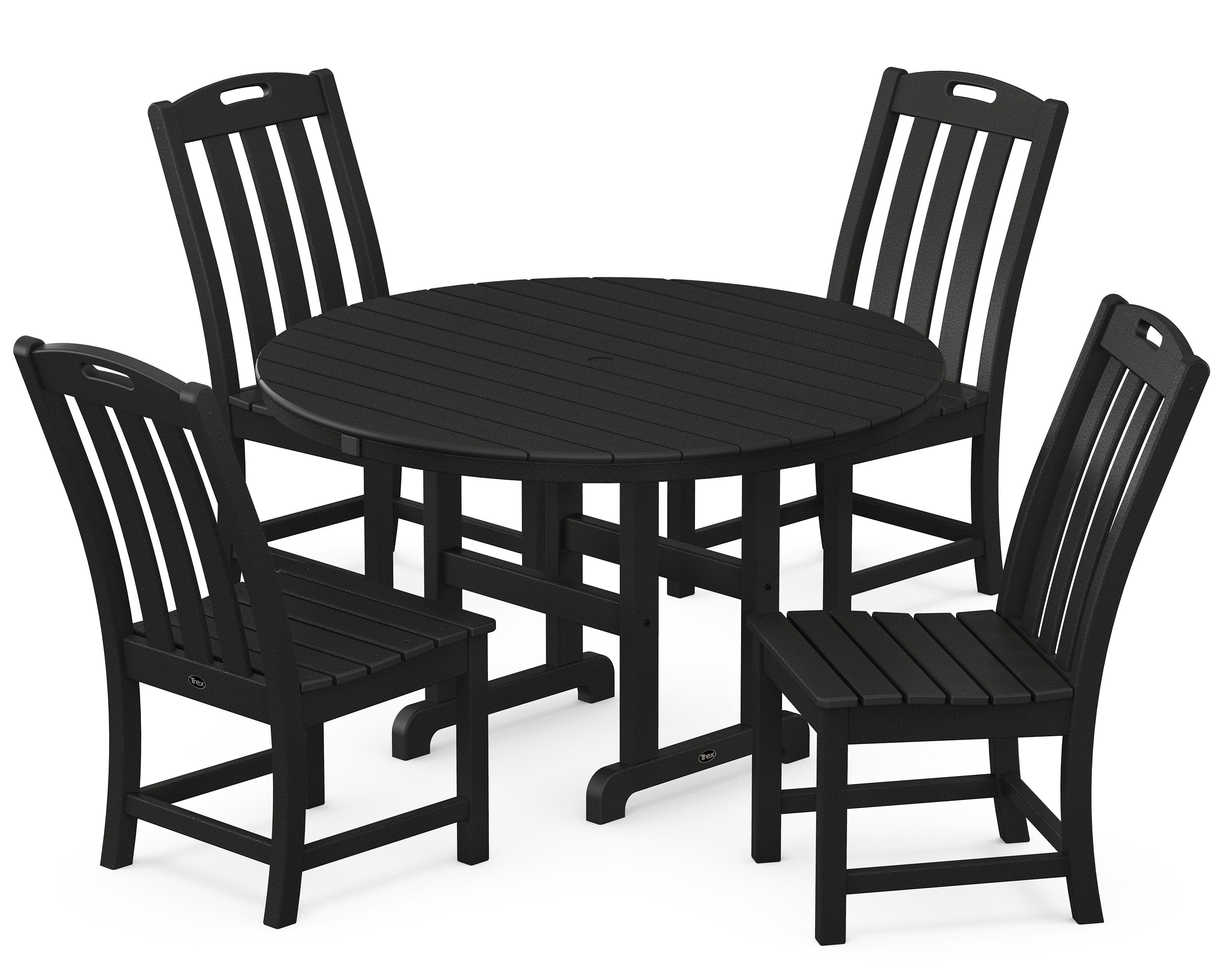 Yacht Club 5-Piece Round Side Chair Dining Set in Charcoal Black