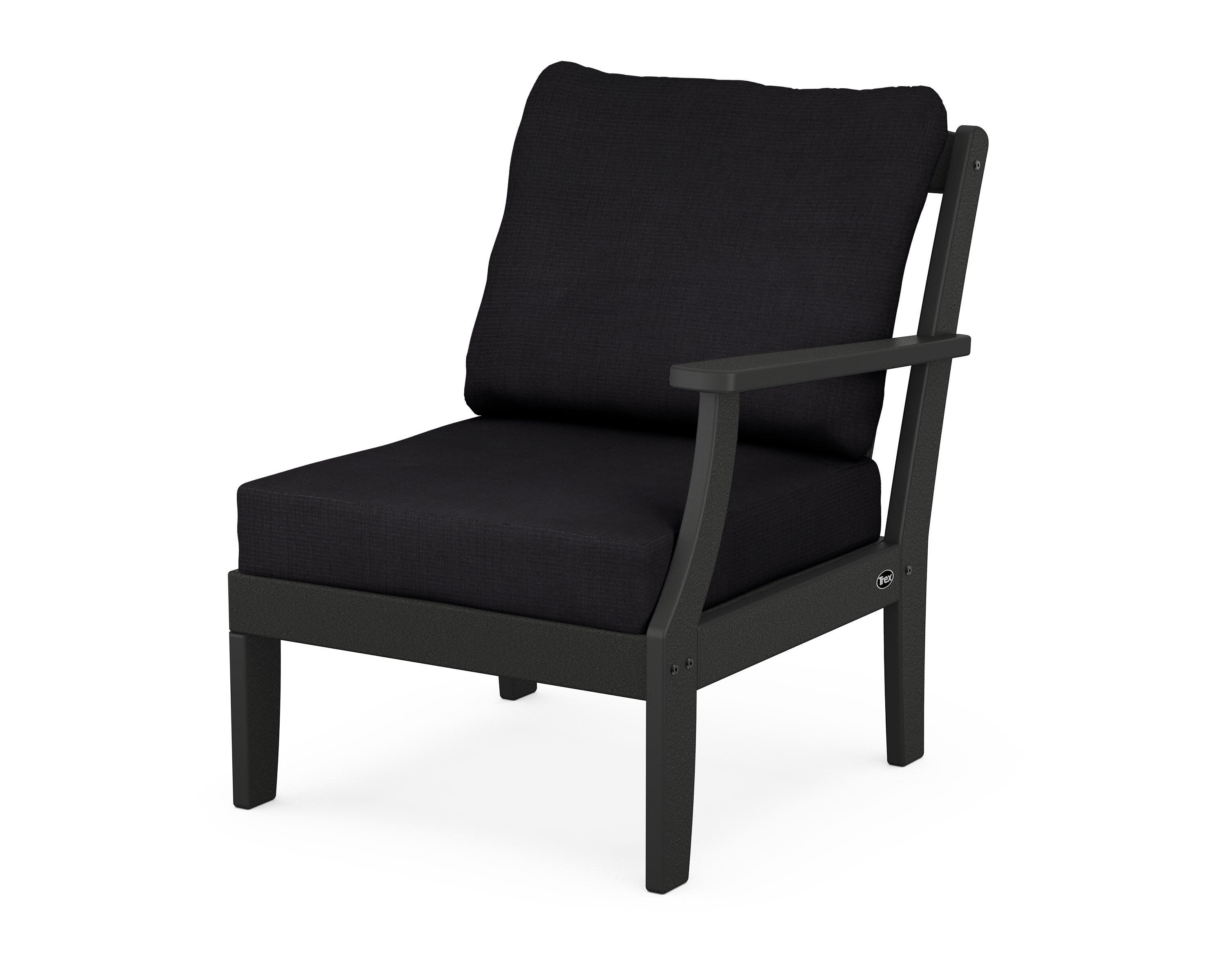 Yacht Club Modular Right Arm Chair in Charcoal Black / Midnight Linen